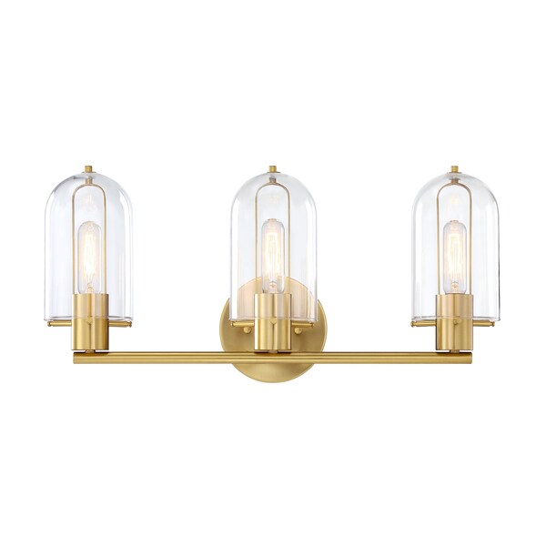 Designers Fountain Skylar 24.5 in. 3-Light Brushed Gold Vanity Light with Clear Glass Shades for Bathrooms D332M-3B-BG - main